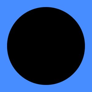 Grafika z czarnym kołem na niebieskim tle