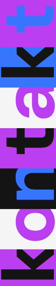 Kolorowa grafika z obróconym o 90 stopni napisem kontakt