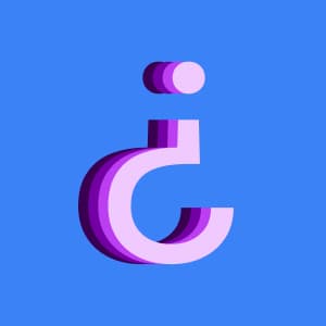 Grafika z pytajnikiem w kolorach fioletowo niebieskim